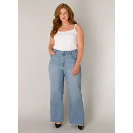 Base Level Curvy BASE LEVEL CURVY, Damen, Gr. 48, Länge 32, blau (light blau), Denim/Jeans, Obermaterial: 98% Baumwolle, 2% Elasthan, unifarben, bequem lang, Jeans, in großen Größen
