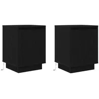 VidaXL Nachttische mit LED-Leuchten 2 Stk. Schwarz 38x34x50 cm