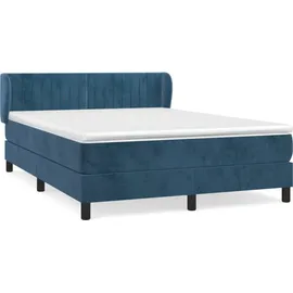 vidaXL Boxspringbett mit Matratze Dunkelblau 140x200 cm Samt