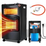 Daromigo Gasheizer 4200W, Elektroheizung 1260W, Gas Heizstrahler inkl. Gasdruckregler, Gasschlauch, Gasheizofen, Infrarot Keramikbrenner, Butan- oder Propangasflaschen bis 15kg