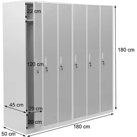 Mendler Schließfachschrank Metall 6 Fächer grün