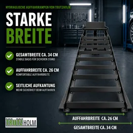 Trutzholm Auffahrrampe Stahl 115x34x43 cm schwarz höhenverstellbar 24-36 cm 2000 kg