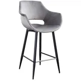 KAWOLA Thekenhocker ZAJA Barstuhl Sitzhöhe 65 cm Velvet grau