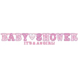 Amscan 121489 - Girlande - Baby Shower, It's a Girl! (2 Stück, rosa)
