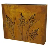 Saremo Großer Raumteiler - Material: Rost - Motiv: Gräser - 120cmx22cmx100cm - Hochwertige Gartendeko