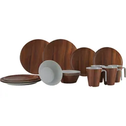 Gimex Nature Line Wood Geschirrset Melanim 16-tlg. für 4 Personen braun