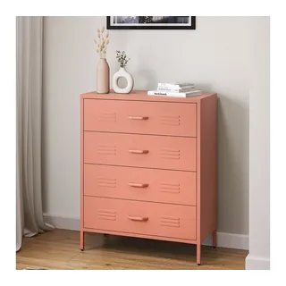 skølm Metallschrank Atria, Kommode mit 4 Schubladen, Sideboard Wohnzimmer terrakotta, Mehrzweckschrank, Schubladenschrank schmal Maße 100x80x40 (HxBxT)