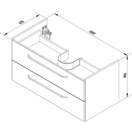 Fackelmann Waschbeckenunterschrank Milano 2 Schubladen 100 x 49,5 x 48 cm Weiß