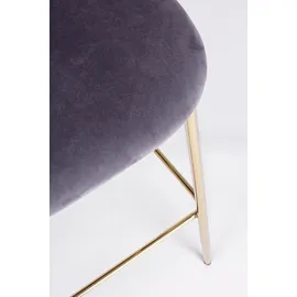 BIZZOTTO Barhocker Carry 2er-Set aus Samt, modern gepolstert, Dunkelgrau, Metallgestell Gold