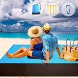 LEMESO 250x210cm Stranddecke Picknickdecke Strandmatte Wasserdicht Sandfrei Campingdecke mit 4 Befestigungsecken Picknickmatte Outdoor Decke für den Strand, Wandern Campen Ausflüge (Blau)