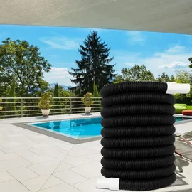 Relaxdays Poolschlauch, 32 mm Spiralschlauch, 25 Meter lang, Wasserschlauch für Pool & Garten, Kunststoff, schwarz/weiß