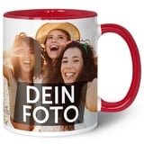 GRAVURZEILE Tasse zum selbst gestalten - Personalisiert mit eigenem Foto - Lebensmittelecht - Spülmaschinenfest - Mikrowellengeeignet - Fototasse Werbetasse oder Firmentasse mit Logo - Rot