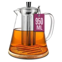Cosumy Teekanne Glas mit Edelstahl Siebeinsatz 950ml - Mit Untersetzer - | Gr.: onesize