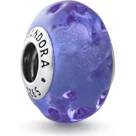Pandora Wellenförmiges Lavendelblaues Murano-Glas Charm Silber 798875C00