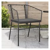 vidaXL Gartenstühle 2 Stk. mit Kissen Schwarz Poly Rattan