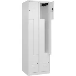 C+P Z-Spind Classic PLUS bodenstehend, 4 Abteile, HxBxT 185x60x50cm, Zylinderschloss, Verkehrsweiß von PROREGAL