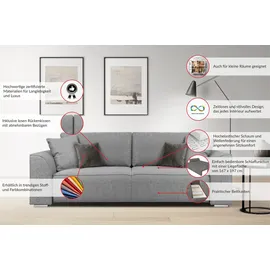 INOSIGN 3-Sitzer INOSIGN "BEATRICE, B: 250 cm - wahlweise mit Bettfunktion", braun (cognac), B:250cm H:92cm T:107cm, Sofas, u. Bettkasten, incl. 2 Zierkissen