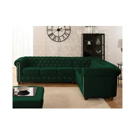 S-Style Chesterfield Cleo Blink ¦ grün ¦ Maße (cm): B: 264 H: 72