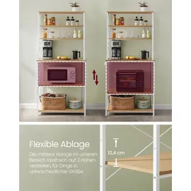 VASAGLE Küchenregal mit Steckdosen goldeichenfarben-wolkenweiß