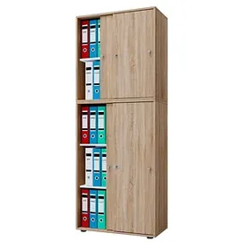 VCM my office Schiebetürenschrank XXL Lona 914375 eiche 3 Fachböden 70,0 x 37,0 x 183,0 cm