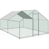 TolleTour 3x3x2m Hühnerstall Hühnerhaus verzinktem Hasenkäfig Geflügelstall Käfig PE Dach - Silber