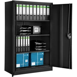 Tectake Aktenschrank 140 x 90 x 40 cm schwarz