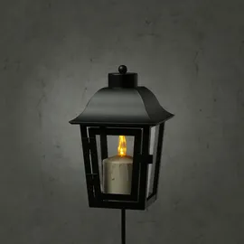 MARELIDA Grablaterne mit beiger LED Kerze | Grablampe mit 2 wechselbaren Spitzen/Erdspieß...