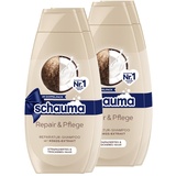 Schauma Shampoo Repair & Pflege, 2er Pack (2x 2x400 ml), Haarshampoo repariert das Haar und sorgt für Geschmeidigkeit, Reparatur-Shampoo für strapaziertes & trockenes Haar