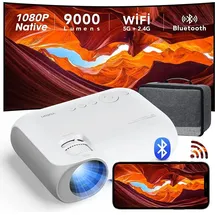 Yoton Y7 Mini Beamer 9000Lumen, WiFi Bluetooth Projektor 4K Unterstützt, Native Full HD 1080P, Kompatibel mit Laptop/PC/Smartphone