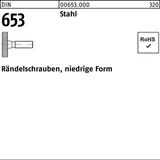 Industrial Quality Supplies DIN 653 Rändelschraube niedrige Form M6x35 Stahl blank