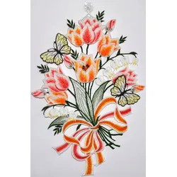 Fensterbild STICKEREIEN PLAUEN "Fensterbild Blüten" Gr. 1, bunt, B:22cm H:33cm, Polyester, Fensterbilder