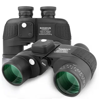 BOSSDUN 10x50 Marine Fernglas,Fernglas mit Nachtsicht Entfernungsmesser und Kompass, für Wassersport-Enthusiasten und Hobbysegler, inklusive Bereitschaftstasche, Staubschutzkappen und Trageriemen