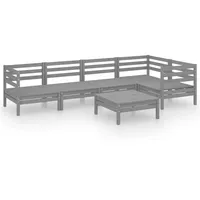 vidaXL 6-tlg Garten-Lounge-Set Massivholz Kiefer Grau