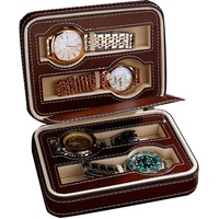 Uhrenbox, stabiles Design mit Reißverschluss, Oganizer zur Aufbewahrung von Uhren für Uhrengeschäft (4 Fächer)