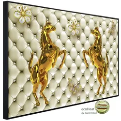 papermoon Infrarotheizung »EcoHeat - Muster mit Pferden gold weiss«, Matt-Effekt - bunt