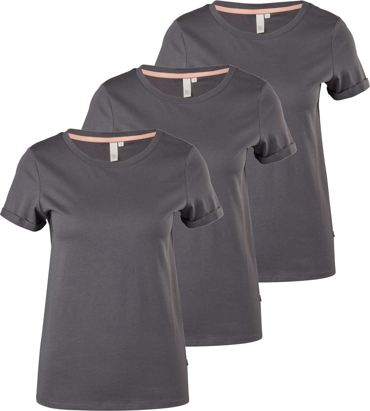 S.Oliver, Damen, Shirt, Q/S by s.Oliver Damen T-Shirt kurzarm mit Rundhals-Ausschnitt Basic 3 Stück, Grau, (XL)