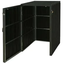 Proregal XL 1er-/2er-WPC-Mülltonnenverkleidung HxBxT 117x80x105 cm Metall Holzoptik erweiterbar Anthrazit Premium Mülltonnenbox
