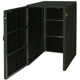 Proregal XL 1er-/2er-WPC-Mülltonnenverkleidung HxBxT 117x80x105 cm Metall Holzoptik erweiterbar Anthrazit Premium Mülltonnenbox