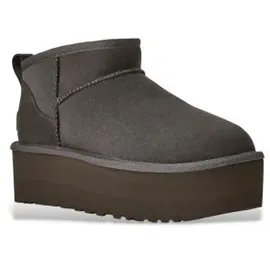 UGG Australia UGG für Damen. 1135092 Klassische Ultra Mini Plateau-Stiefel aus Leder dunkelgrau (40), 5 bis 8 cm, Keine, Lässig