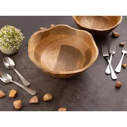 Amagohome Dekoschale Holzschale H6cm rund Origin schlicht Mangoholz massiv : ø 25 cm