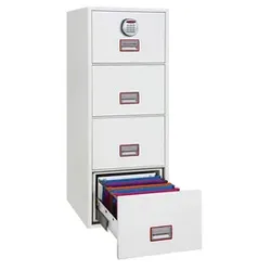 Hängeregistraturenschrank 4 Laden weiß PHOENIX FS2274E Stahl, Feuerschutz