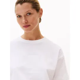 Tommy Hilfiger Damen T-Shirt Kurzarm Logo mit Rundhalsausschnitt, Weiß (White), L - L