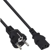 InLine Netzkabel, Schutzkontakt gerade auf Kaltgerätestecker C13, 5m, schwarz