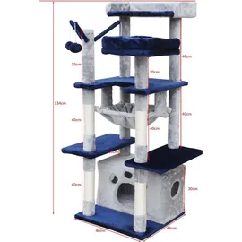 fudajo Kratzbaum 134 cm hellgrau/blau