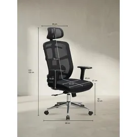 KADIMA DESIGN Bürostuhl Mesh Schwarz-Silber