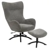 Actona Relaxsessel Talgarth Textil 76 x 105 x 86 cm Anthrazit mit Hocker