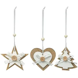 Atmosphera - Weihnachtsschmuck aus Juteholz x 3