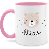 Tasse Tassen 325ml - Süßer Heller Bär Bärenmotiv Bären Bear - 325 ml - Rosa - name bären-tasse teddy bärchen geschenke kind personalisierte und