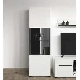 INOSIGN Vitrine "Trentino", schwarz (opaque weiß, weiß hochglanze, schwarz), B:58cm H:190cm T:35cm, Glas, MDF, Spanplatte, Schränke, Vitrine, Höhe ca. 190 cm, Soft-Close-Funktion, Hochglanzfronten
