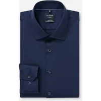 Olymp Langarmhemd "No 6", Herren, Gr. 41, N-Gr, marine, Web, Obermaterial: 100% Baumwolle, unifarben, sehr schmal normal, 2-Knopf-Manschette, Hemden, Businesshemd, super slim fit, New York Kentkragen